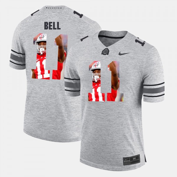 Ohio State Buckeyes Vonn Bell Men's #11 Gray Pictorial Gridiron Fashion College Football Jersey 2404MZWY0